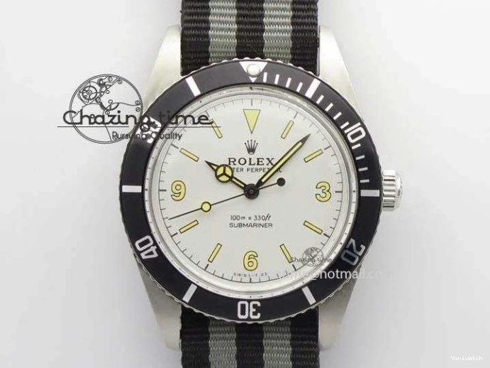 On SS Dial Strap Vintage 1680 White Nylon No Submariner A2836 Date 0218